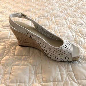 Kelly & Katie - KK Kacey White Open Toe Strap Back Wedge Sandals